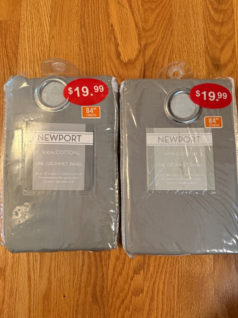 Newport Gray Cotton Grommet Curtain Panels (Set of 2)
